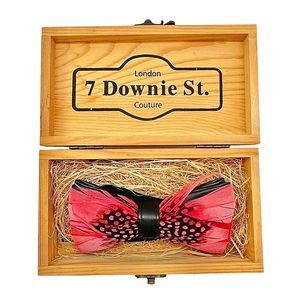 NIB 7 Downie St. London Couture Feather Bow Tie with Wood Box